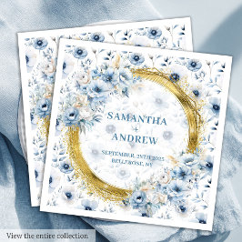 Guardanapo De Papel De Jantar Casamento Dourado de Leve Azul Pastel Boêmia Elega