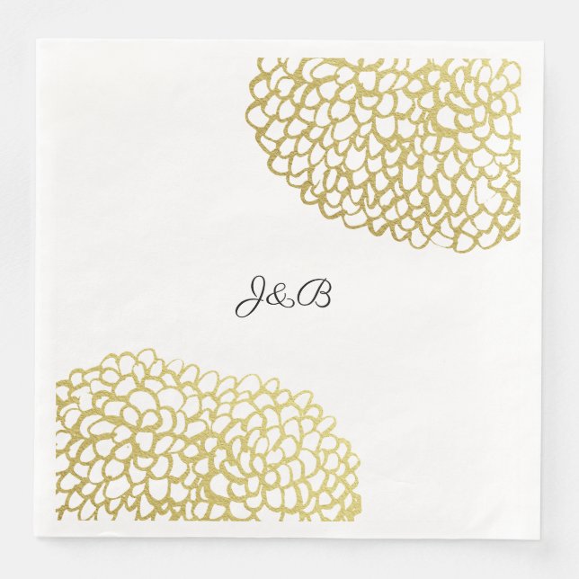 Guardanapo De Papel De Jantar Casamento Dourado de Padrões Petais desenhados à m (Frente)