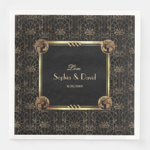 Guardanapo De Papel De Jantar Casamento Dourado exclusivo do Excelente negro Gat