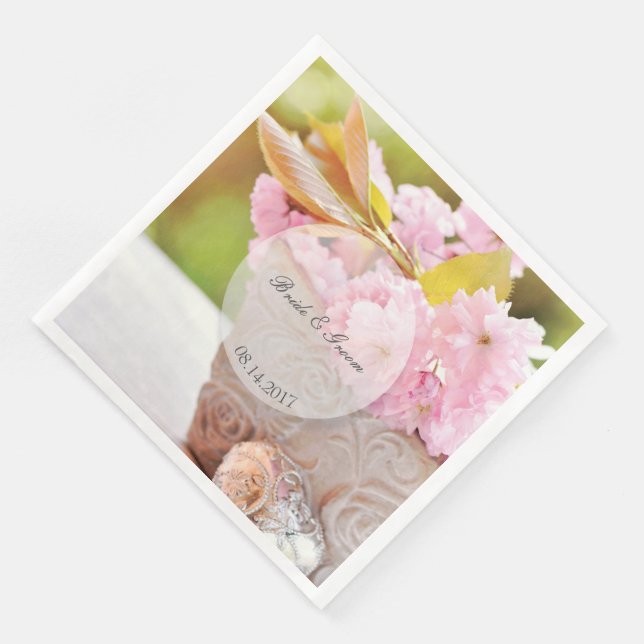 Guardanapo De Papel De Jantar Casamento editável Cherryblossoms (Canto)
