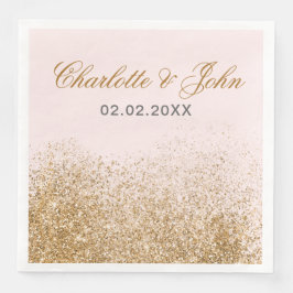 Guardanapo De Papel De Jantar Casamento Elegante de Brilhante Dourado Glitter Sp
