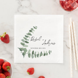 Guardanapo De Papel De Jantar Casamento Elegante Napkins com design de eucalipto
