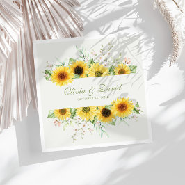 Guardanapo De Papel De Jantar Casamento Encantado com Girassóis Rústicos