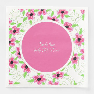 Guardanapo De Papel De Jantar Casamento Flor Rosa