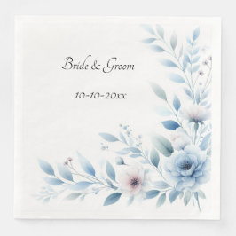 Guardanapo De Papel De Jantar Casamento Floral Azul Elegante