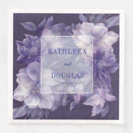 Guardanapo De Papel De Jantar Casamento Floral Branco Lavanda Roxo Real