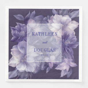 Guardanapo De Papel De Jantar Casamento Floral Branco Lavanda Roxo Real