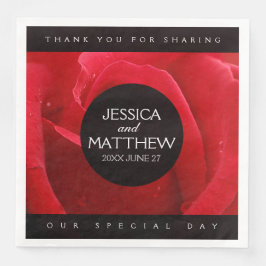 Guardanapo De Papel De Jantar Casamento Floral da Rosa vermelha Romântica