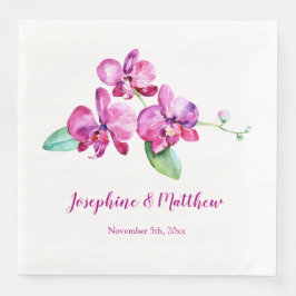 Guardanapo De Papel De Jantar Casamento Floral de Orquídea Púrpura de Água