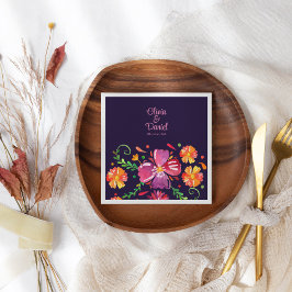 Guardanapo De Papel De Jantar Casamento Floral Fiesta Roxo Mexicano
