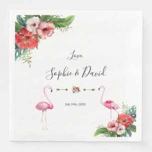 Guardanapo De Papel De Jantar Casamento Floral Tropical Charm Luau Flamingo