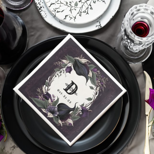 Guardanapo De Papel De Jantar Casamento Gótico Elegante Monograma (Criador carregado)