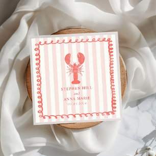 Guardanapo De Papel De Jantar Casamento Náutico de Lagostim, de cor rosa, Napkin
