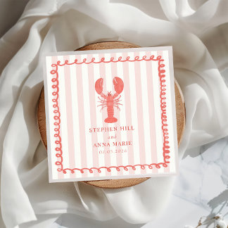 Guardanapo De Papel De Jantar Casamento Náutico de Lagostim, de cor rosa, Napkin