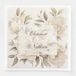 Guardanapo De Papel De Jantar Casamento outono Floral Vintage Romântico de Beige