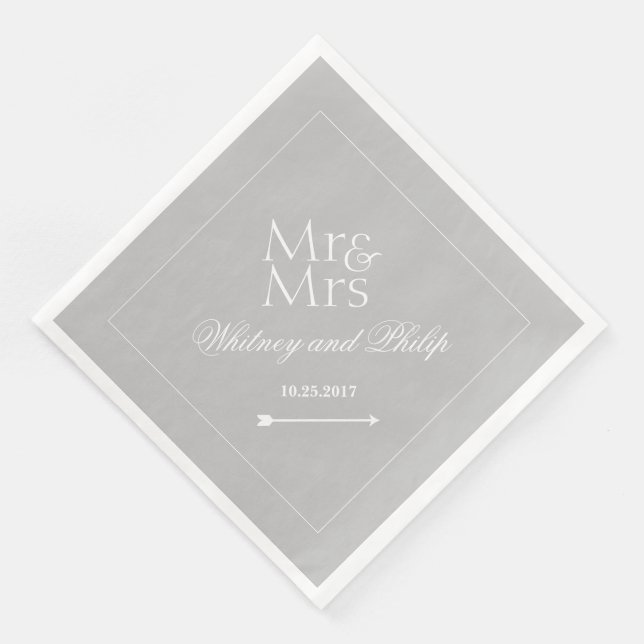 Guardanapo De Papel De Jantar Casamento Personalizado Sr. Sra. Silver (Canto)