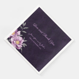 Guardanapo De Papel De Jantar Casamento Romântico de Pestes de Púrpura de Aquare