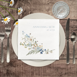 Guardanapo De Papel De Jantar Casamento Rustic Dusty Blue Selvagens & Daisies