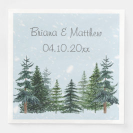Guardanapo De Papel De Jantar Casamento Rústico de Neve de Sempre-Verde de Inver