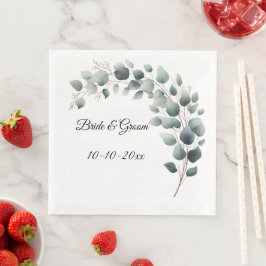 Guardanapo De Papel De Jantar Casamento Simples com Eucalipto
