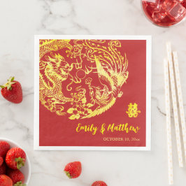 Guardanapo De Papel De Jantar Casamento tradicional do Dragão Chinês - Fênix