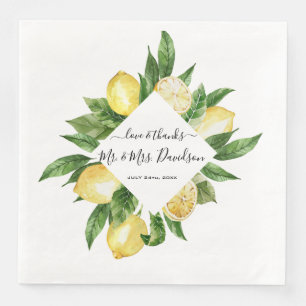 Guardanapo De Papel De Jantar Casamento Tropical de Lemon, Watercolor do Mediter