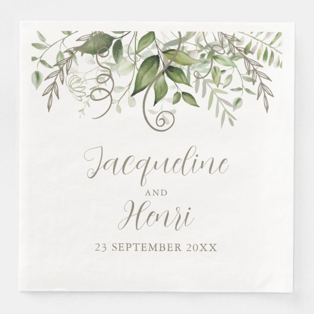 Guardanapo De Papel De Jantar Casamento tropical Greenery (Frente)