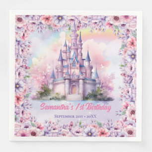Guardanapo De Papel De Jantar Castelo de fada de aniversário da Pastel Unicorn