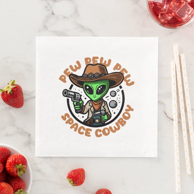 Guardanapo De Papel De Jantar Caubói Espacial Alien Divertido (Insitu)