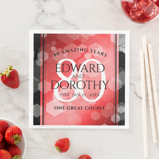 Guardanapo De Papel De Jantar Celebração do Aniversário de Casamento da 80 Ruby  (Insitu)