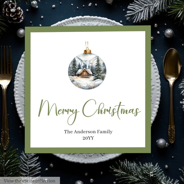 Guardanapo De Papel De Jantar Cena de Inverno Boêmio Chic - Guardanapo de Natal  (Chic Bohemian Winter Scene Rustic Christmas Napkins)