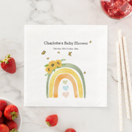 Guardanapo De Papel De Jantar Chá de Bebê Boho Arco-íris Com Girassóis