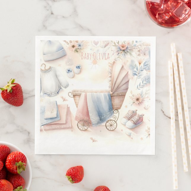 Guardanapo De Papel De Jantar Chá de Bebê Pastel (Insitu)