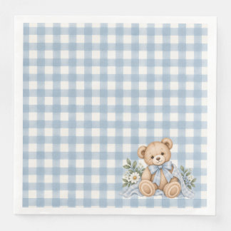 Guardanapo De Papel De Jantar Chá de Bebê Xadrez de Urso de Pelúcia