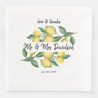 Guardanapo De Papel De Jantar Charm Watercolor Lemon Casamento Tropical