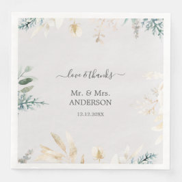 Guardanapo De Papel De Jantar Charming Watercolor Greenery Gold Casamento