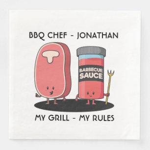 Guardanapo De Papel De Jantar Chef de CHURRASCO personalizado de bife e molho de