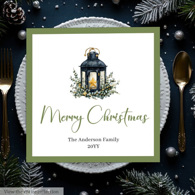 Guardanapo De Papel De Jantar Chic Bohemian Christmas Lantern Rustic Party  (Chic Bohemian Christmas Lantern Rustic Party Napkins)