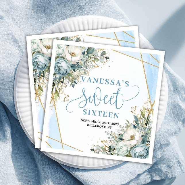 Guardanapo De Papel De Jantar Chic Sweet Sixteen Eucalyptus Frame Table Party  (Chic Sweet Sixteen Eucalyptus Frame Table Party Paper Dinner Napkins)