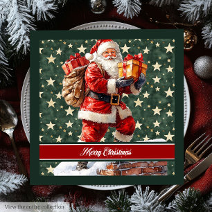 Guardanapo De Papel De Jantar Chic Vintage Watercolor Santa Claus Napkins