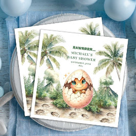 Guardanapo De Papel De Jantar Chuva de Bênçãos de Bebê Dinossauro Azul Adorável
