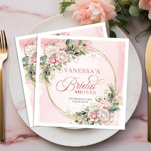 Guardanapo De Papel De Jantar Chuva de Noiva Elegante Boêmio Rosa Verde