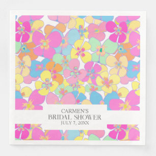Guardanapo De Papel De Jantar Chuva de Noiva Floral Retro Neon Rosa Bonito Chic