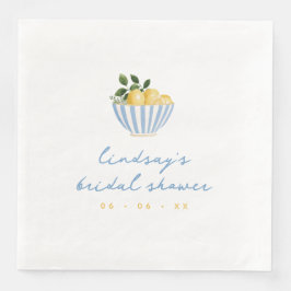 Guardanapo De Papel De Jantar Chuva de Noiva Minimalista Limões Azul e Amarelo