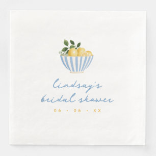 Guardanapo De Papel De Jantar Chuva de Noiva Minimalista Limões Azul e Amarelo