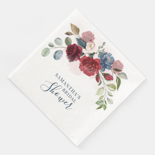 Guardanapo De Papel De Jantar Chuva de Noiva Verde Floral Borgonha