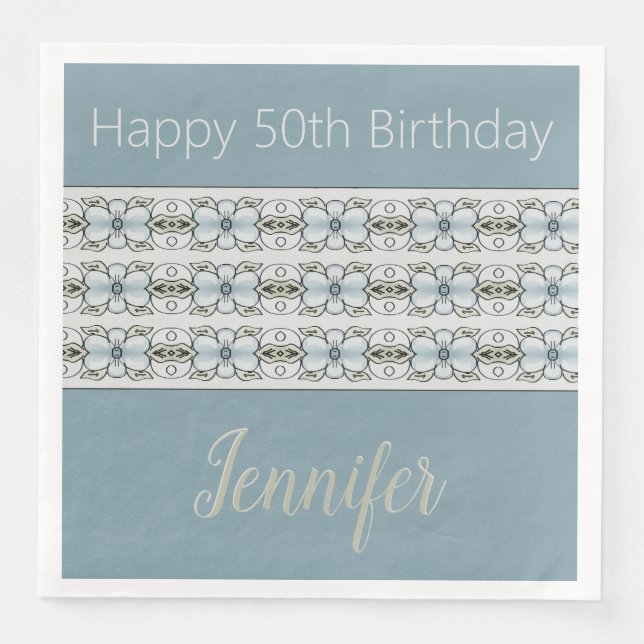 Guardanapo De Papel De Jantar Cinza Azul e Verde (Frente)