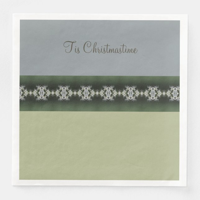 Guardanapo De Papel De Jantar Cinzas Modernas com Verde (Frente)