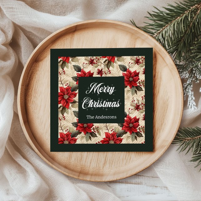 Guardanapo De Papel De Jantar Classic Christmas Flowers Napkins Rustic Elegance (Classic Christmas Flowers Napkins Rustic Elegance)