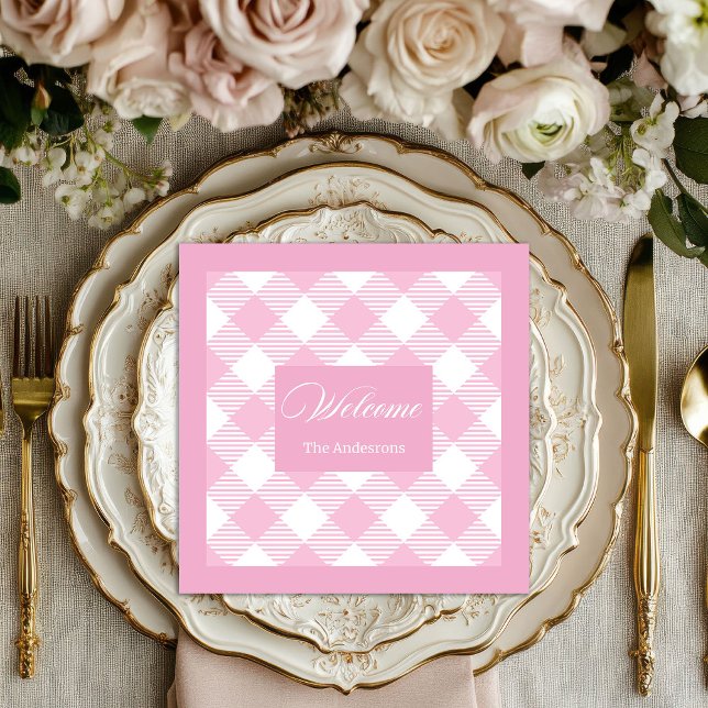 Guardanapo De Papel De Jantar Classic Tartan Napkins Personalized Pink Style (Classic Tartan Napkins Personalized Pink Style)